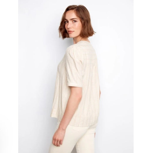 Stripped Short Sleeve Blouse