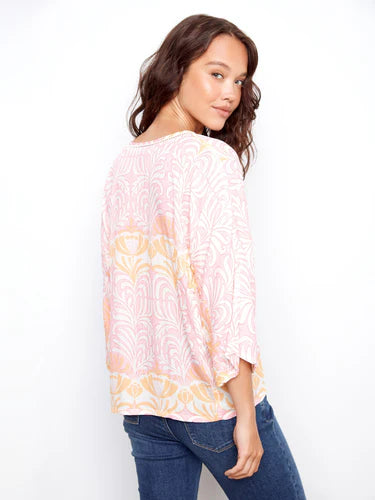 Printed Viscose Blouse with Front Button Detail