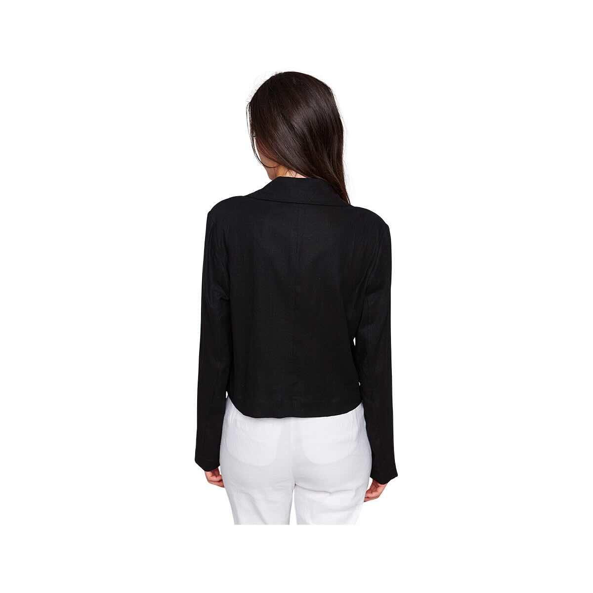 Woman's Cropped Linen Blend Blazer - C6361-229B