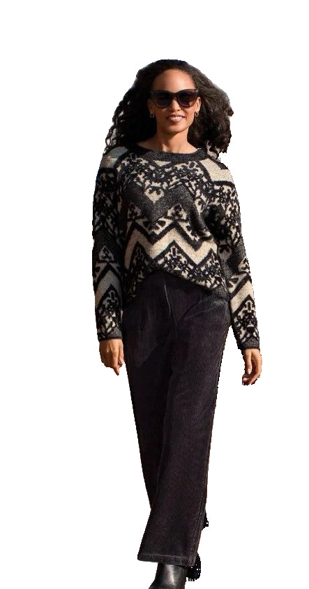 Tribal Multi Pattern Tan/Blk Combo Top