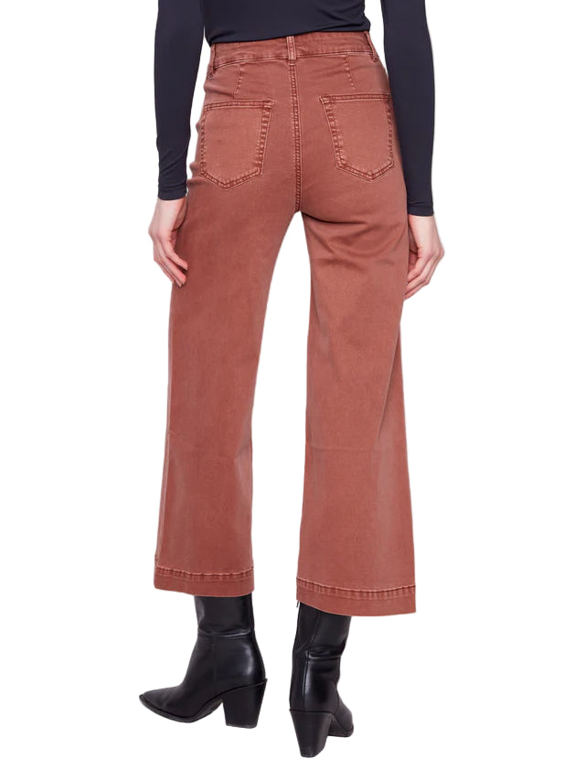 Patch Pocket Flare Twill Pants - Sepia