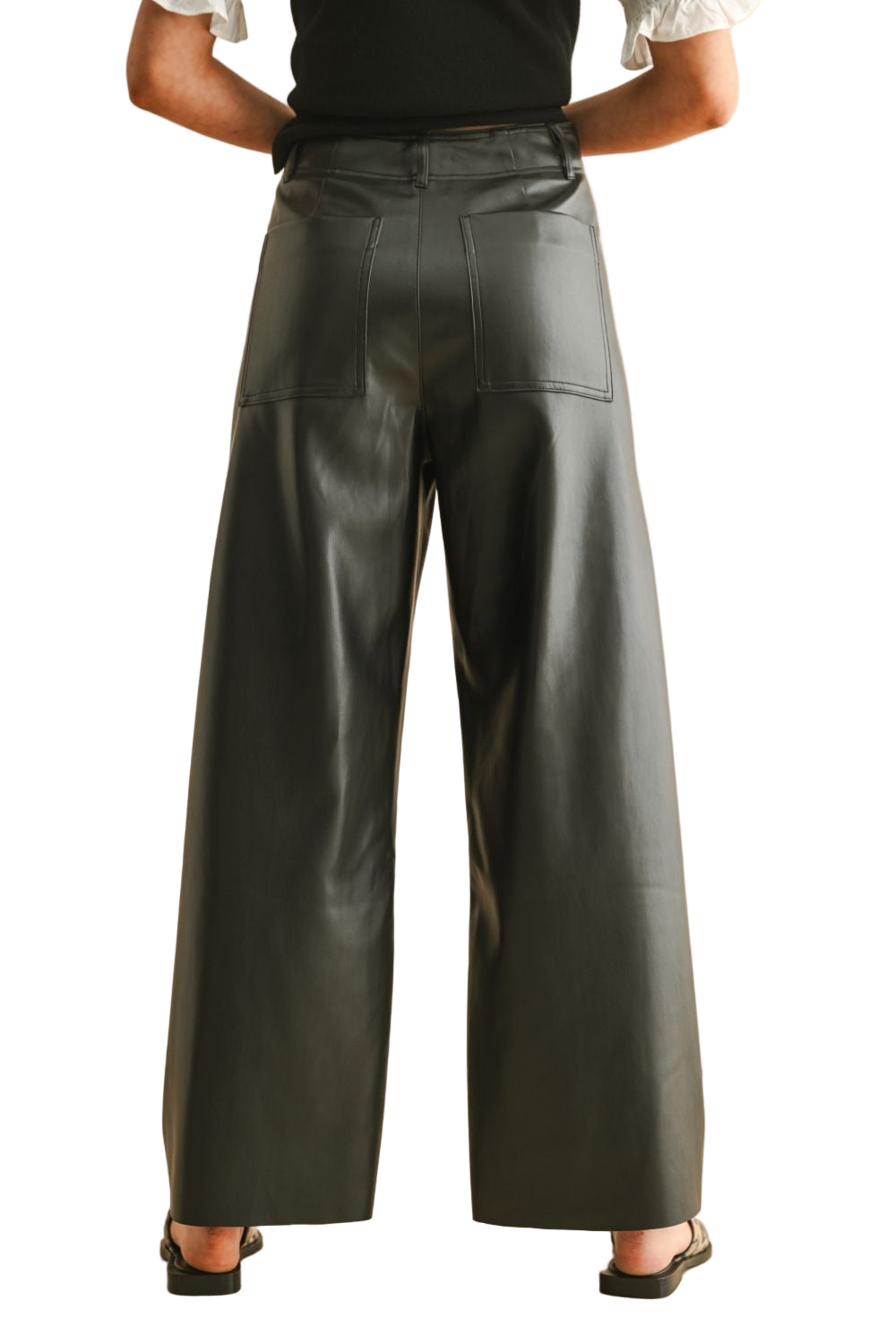 PINTUCK DETAIL FRONT PLEATER WIDE STRAIGHT PANTS