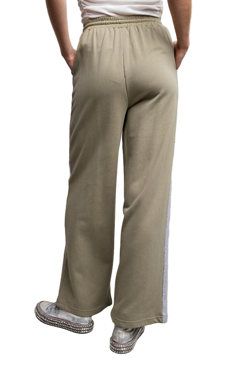 Color-Blocked Wide Leg Positive Message Lounge Pants