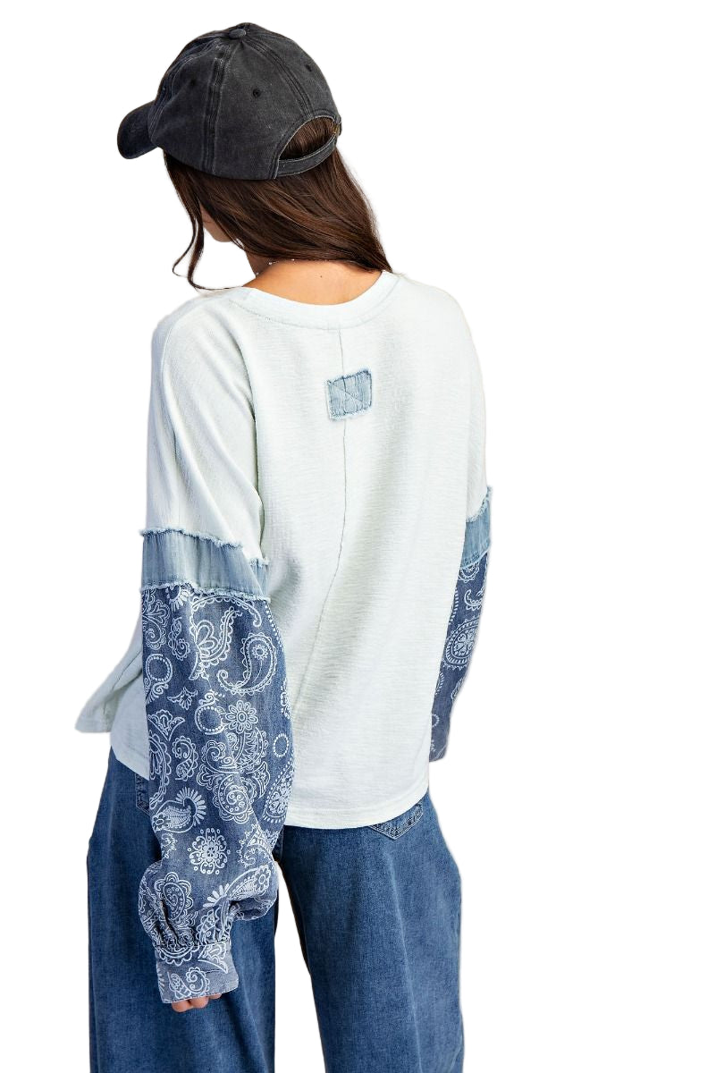 PRINT MIX THERMAL KNIT PULLOVER