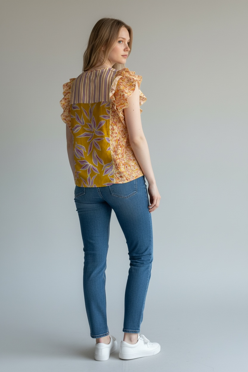 Floral Novelty Garden Ruffle Blouse ~ 5340O-3647-2531