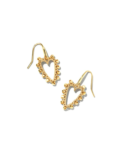 Beaded Ansley Open Frame Earrings - Gold