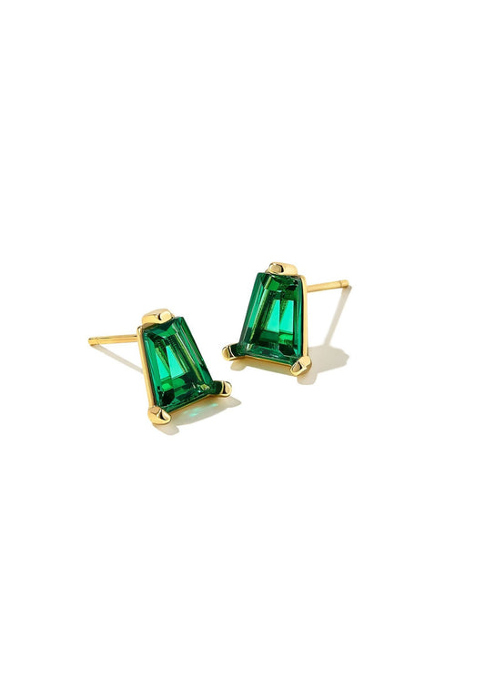 Blair Gold Stud Earring - Emerald Crystal