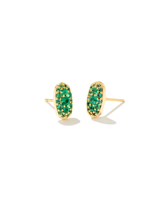 Grayson Crystal Gold Stud Earrings - Emerald Crystal