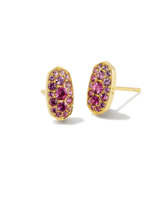 Grayson Gold Crystal Stud Earrings - Pink Ombre