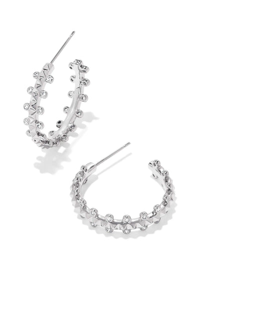 Jada Small Hoop Earrings - White Crystal