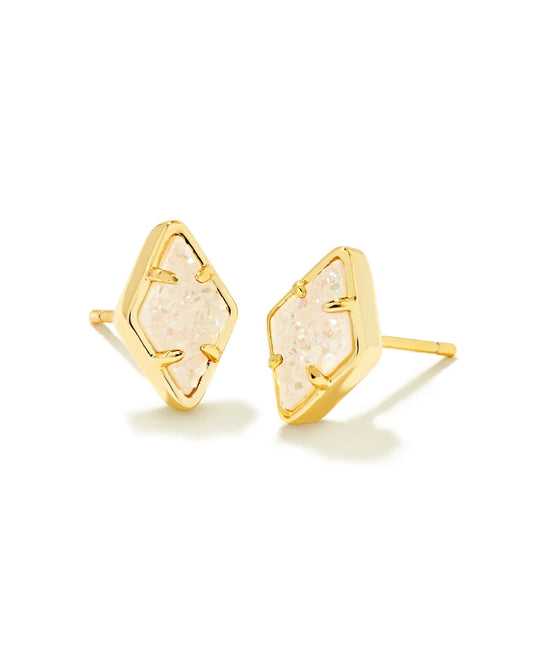 Kinsley Gold Stud Earrings - Iridescent Drusy
