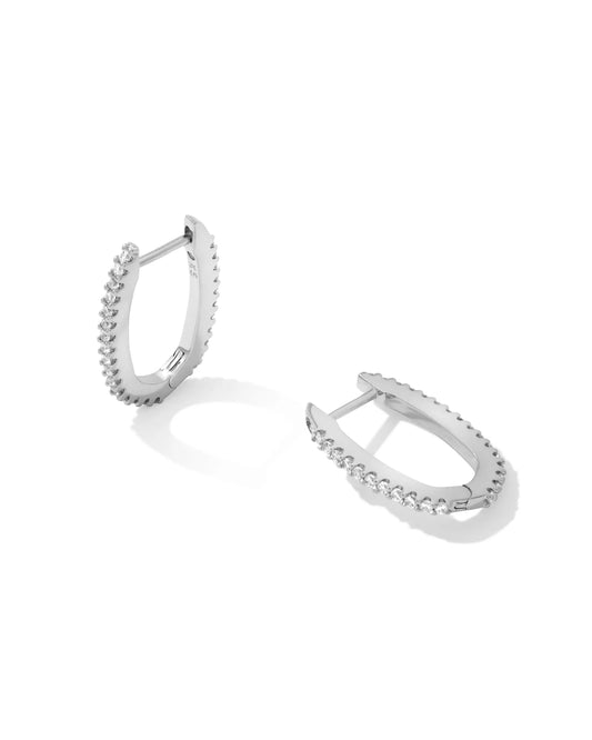 Murphy Pave Huggie Earrings - White Crystal