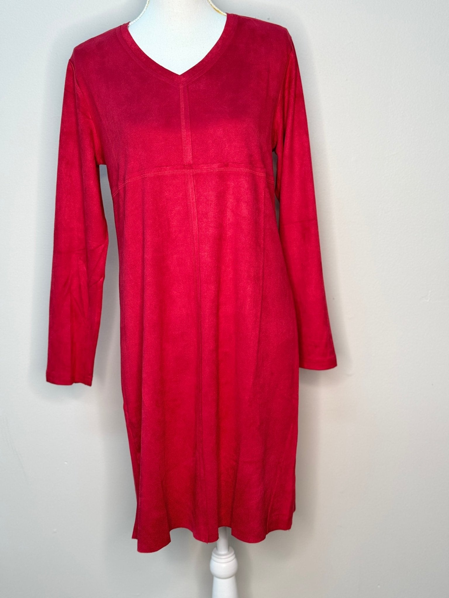 knee length dresses for ladies Long Sleeve Red Dress