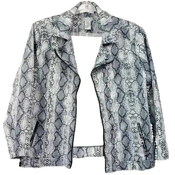 Multiples Python Animal Snake Print Open Front Zipper Detail Jacket
