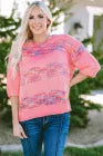Pink Multi 3/4 Sleeve Sweater