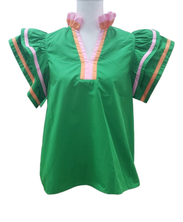 Solid flutter sleeve top