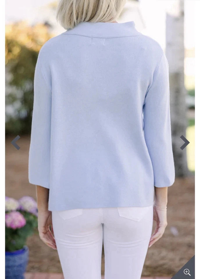 Mock Neck Blues Blouse