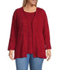 Multiples Knit 3/4 Flounce Sleeve Long Cardigan Matching Shell Set