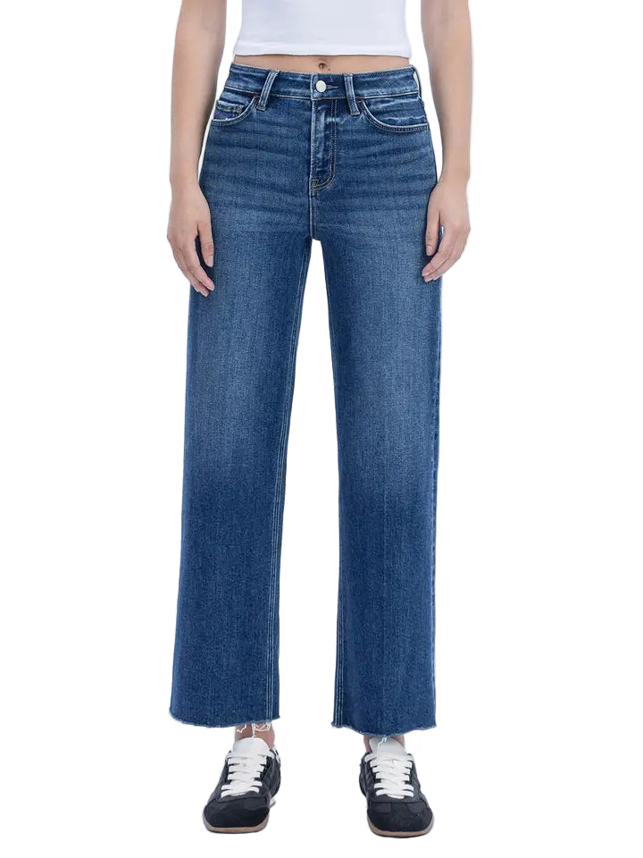 High Rise Trouser Press Wide Leg Jeans