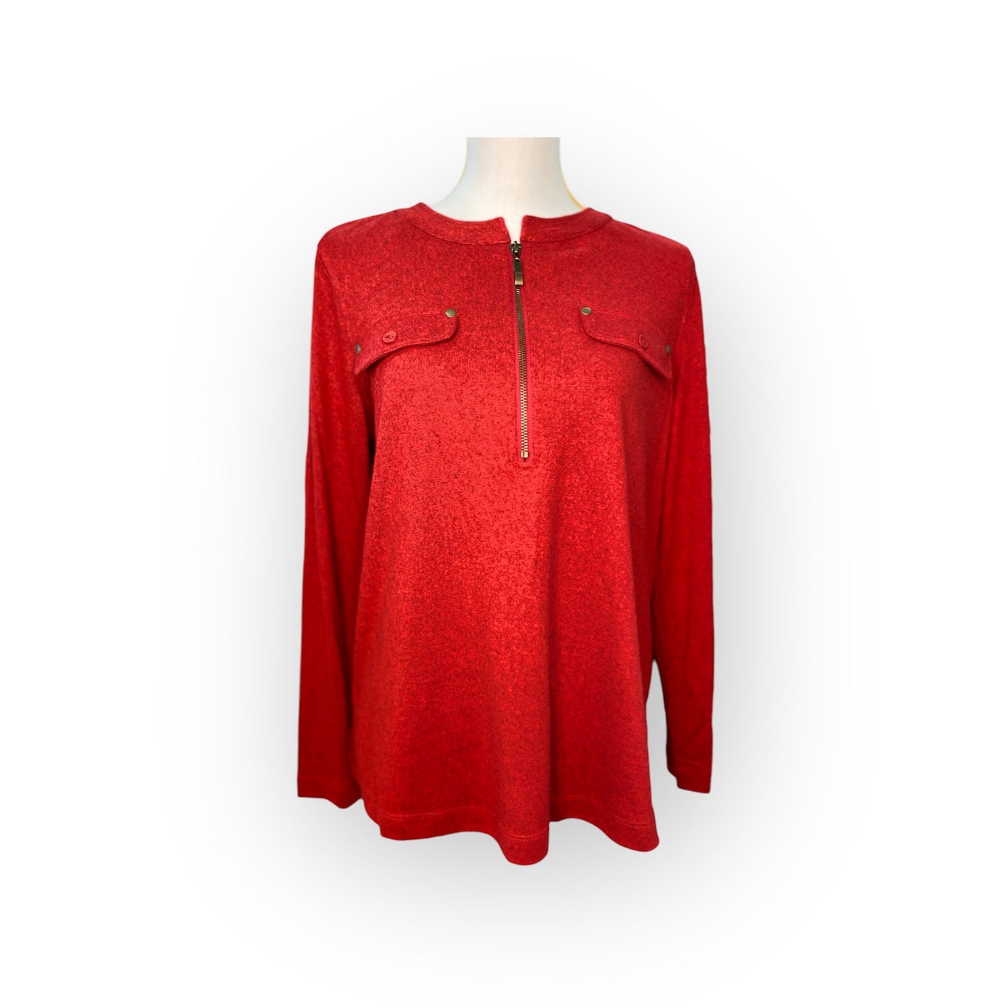 RED TWO POCKET-MID ZIP- PULLOVER