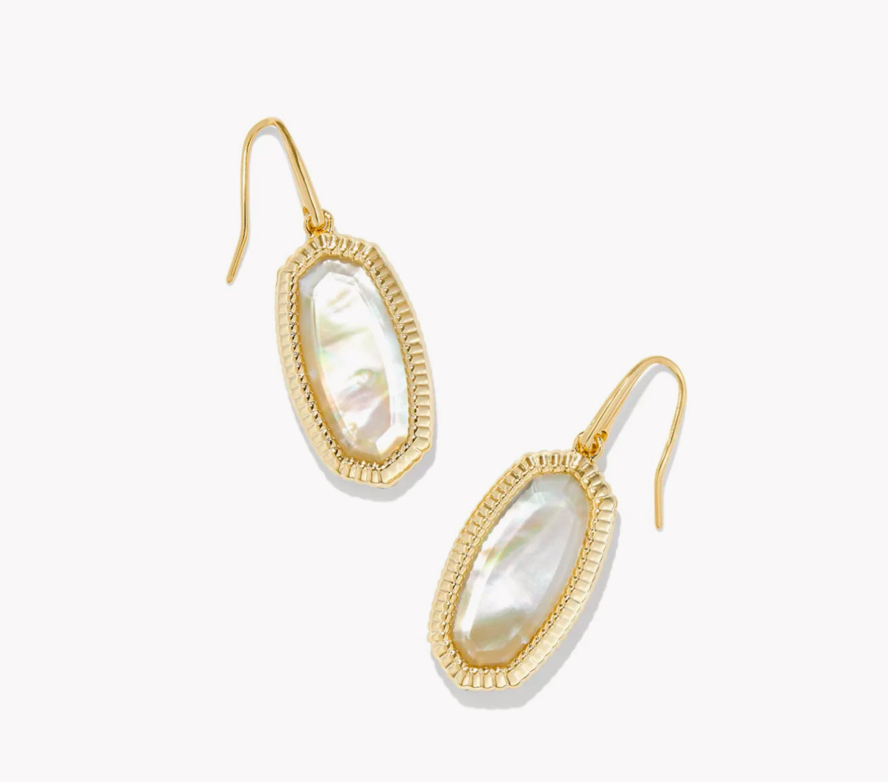 Dani Gold Ridge Frame Drop Earring - Golden Abalone