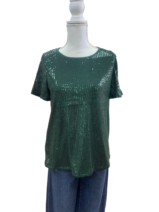Green Sequin T-Shirt Blouse