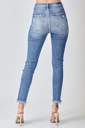 High Rise Distressed Skinny Jeans - Light