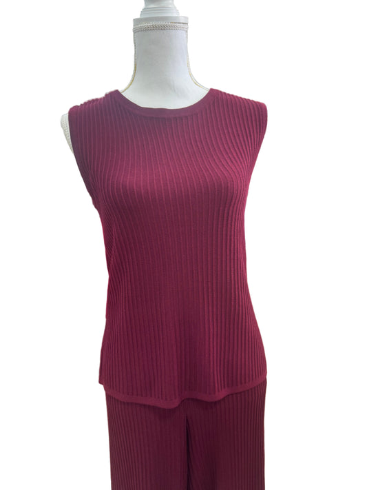 Ribbed Lounge Tank in Wine