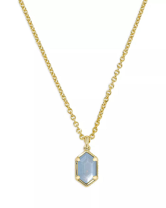 Hallie Mother of Pearl Pendant Necklace in Gold Tone, 18"