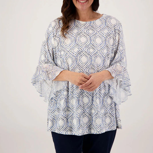 Tile Print Flounce Cuff Top