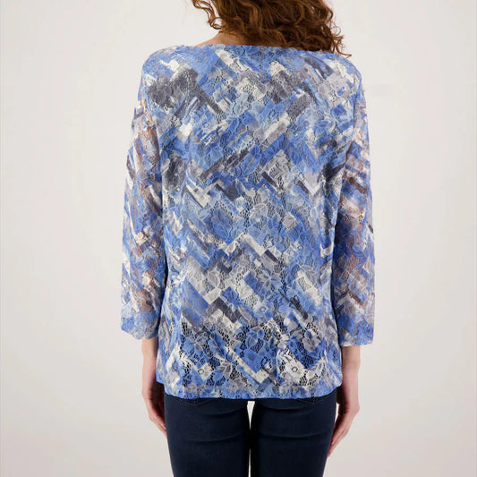 Geo Print Lace Top