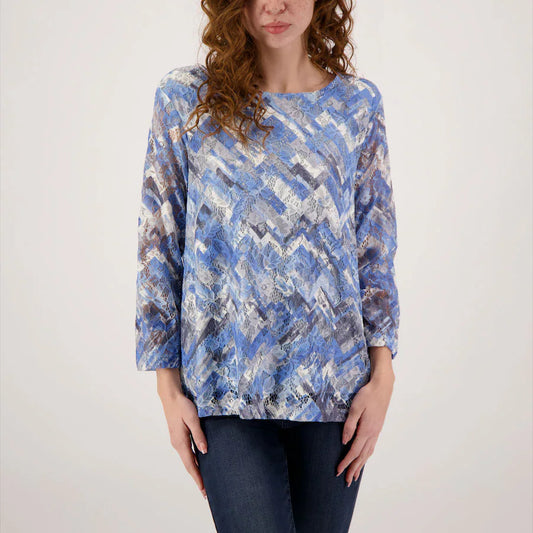 Geo Print Lace Top