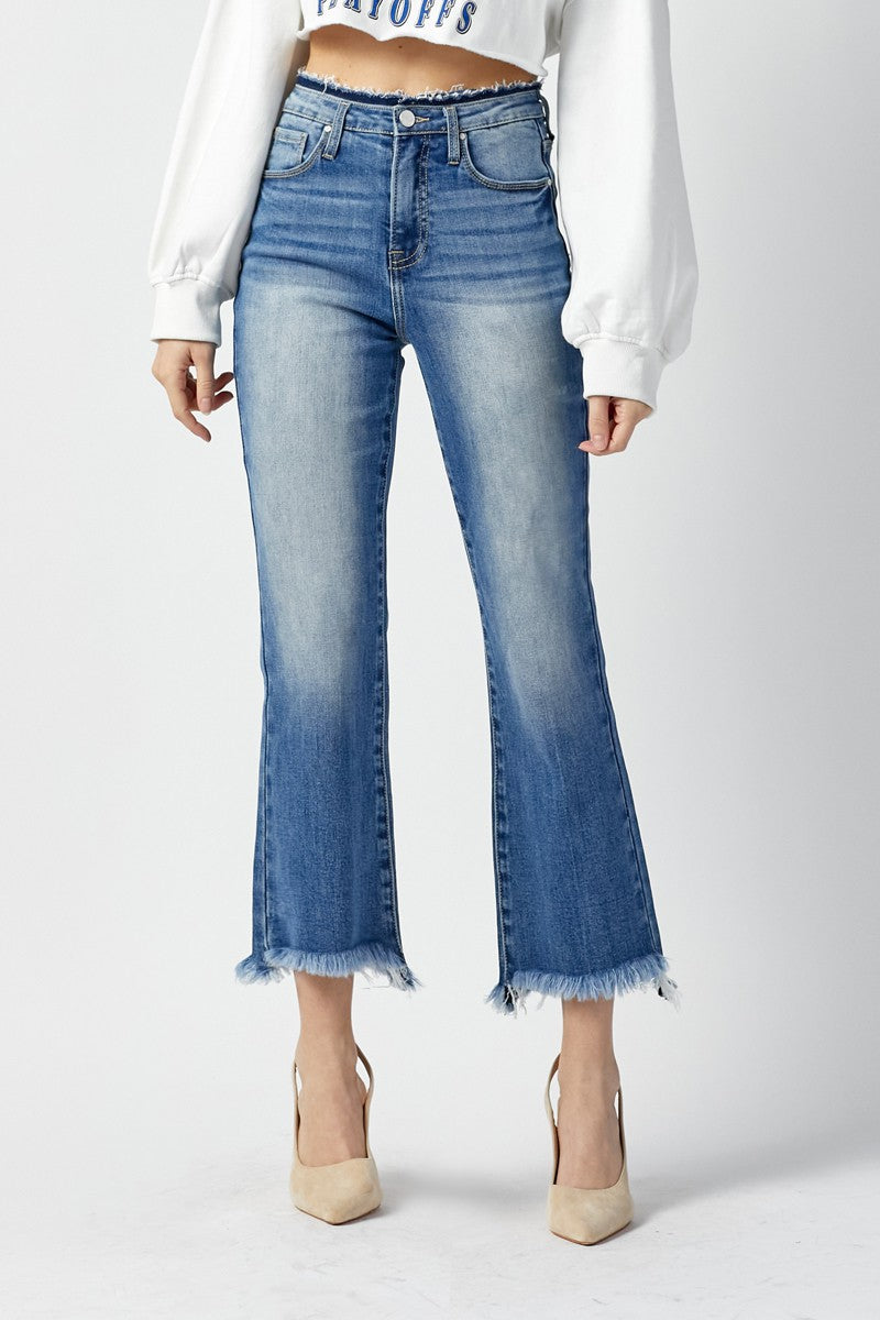 High Rise Crop Flare Jeans - Medium