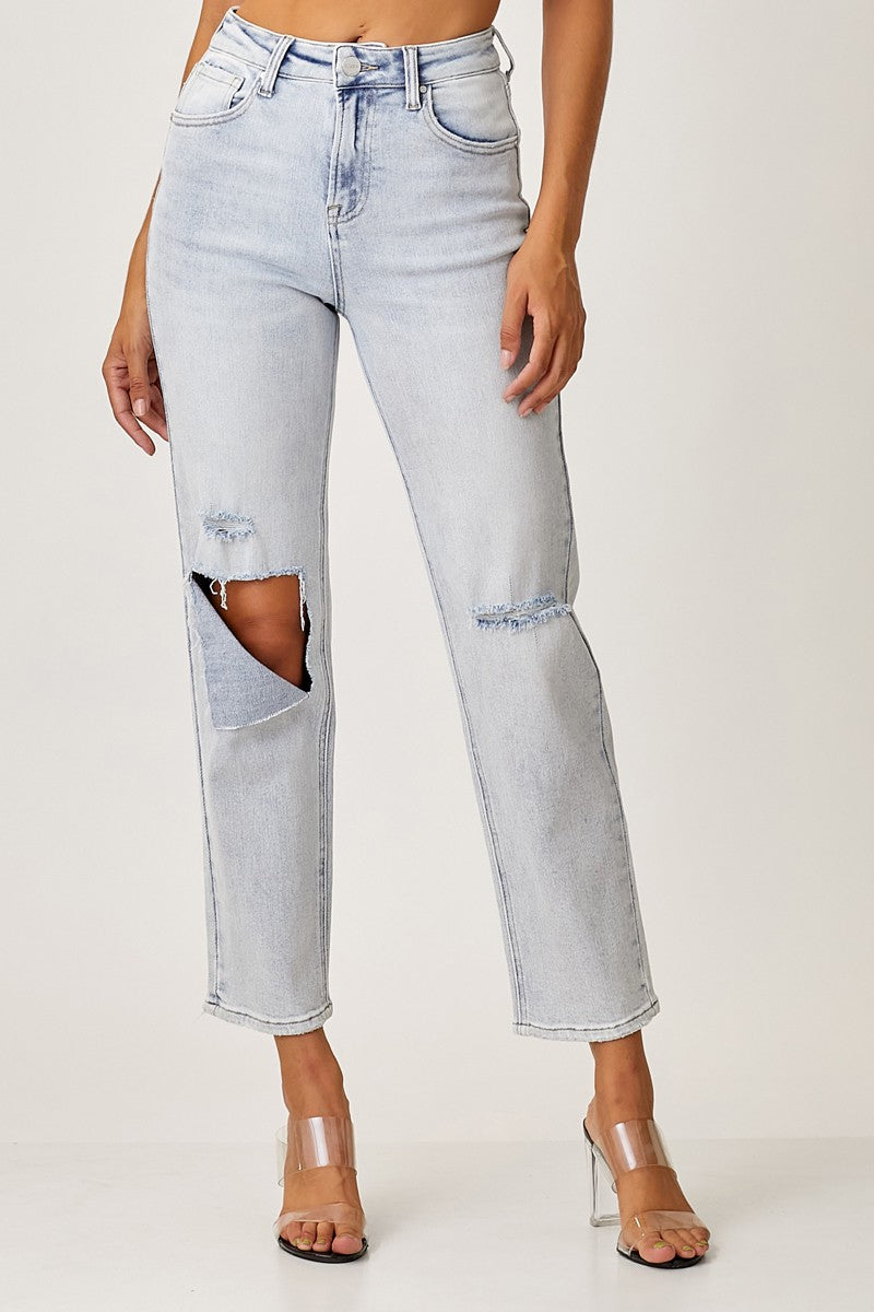 High Rise Relaxed Jeans - Light