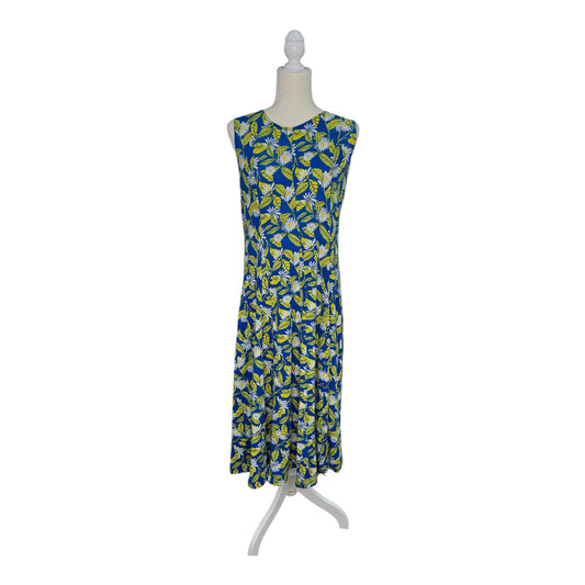 Sleeveless Multicolor Long Dress in Blue, Yellow & White