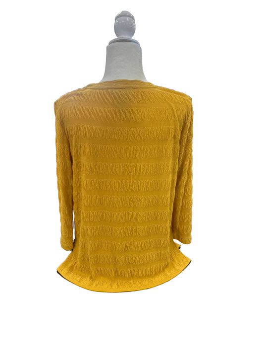Multiples Solid Scoop Neck Knit Top - Mustard