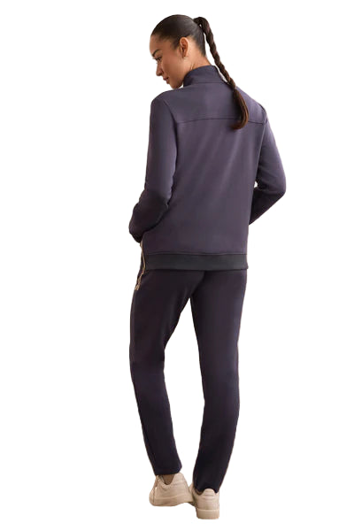 Tribal Techno Lux Textured Mock Neck Cardigan