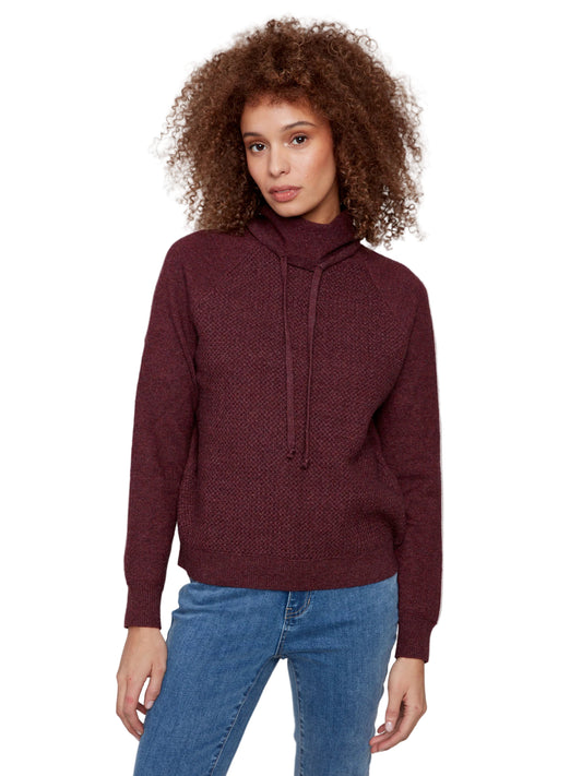 Charlie B Cabernet Textured Cowl Neck Sweater