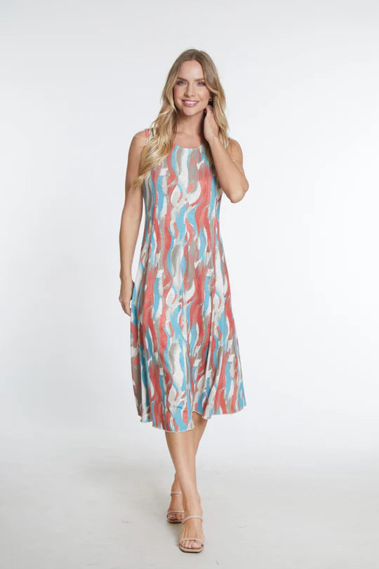 Scoop Neck Tank Dress -Abstract Multi