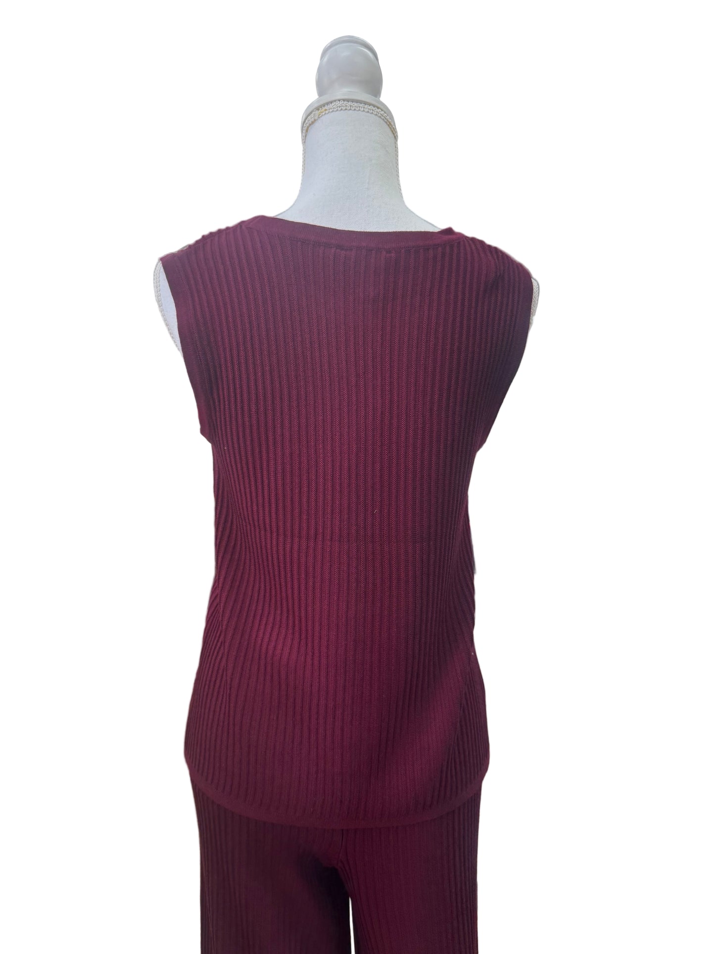 Ribbed Lounge Tank in Wine