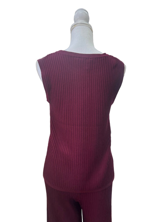 Ribbed Lounge Tank in Wine