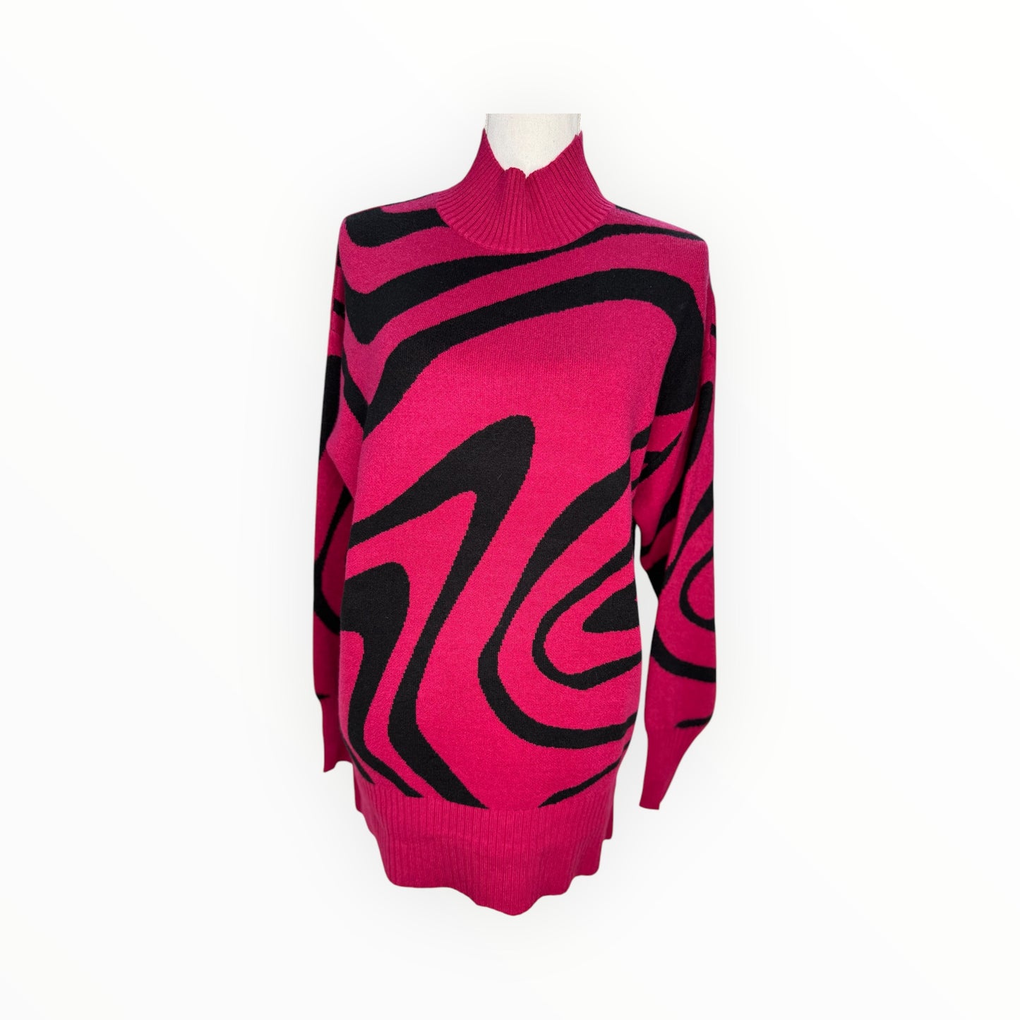 SWIRL DESGIN MOCK NECK SWEATER