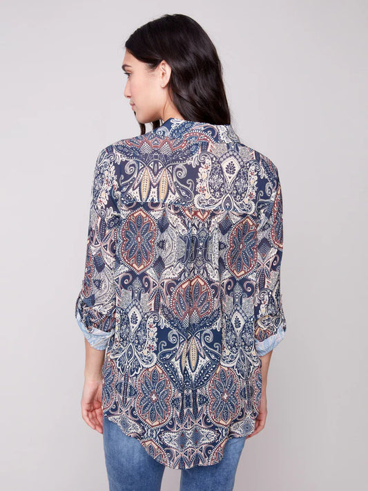 Charlie B Printed Button-Up Blouse - Jolly