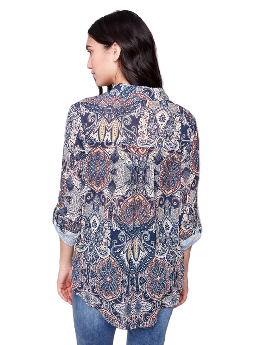 Charlie B Printed Button-Up Blouse - Jolly
