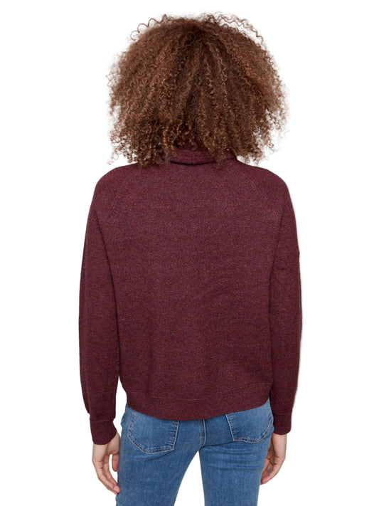Charlie B Cabernet Textured Cowl Neck Sweater