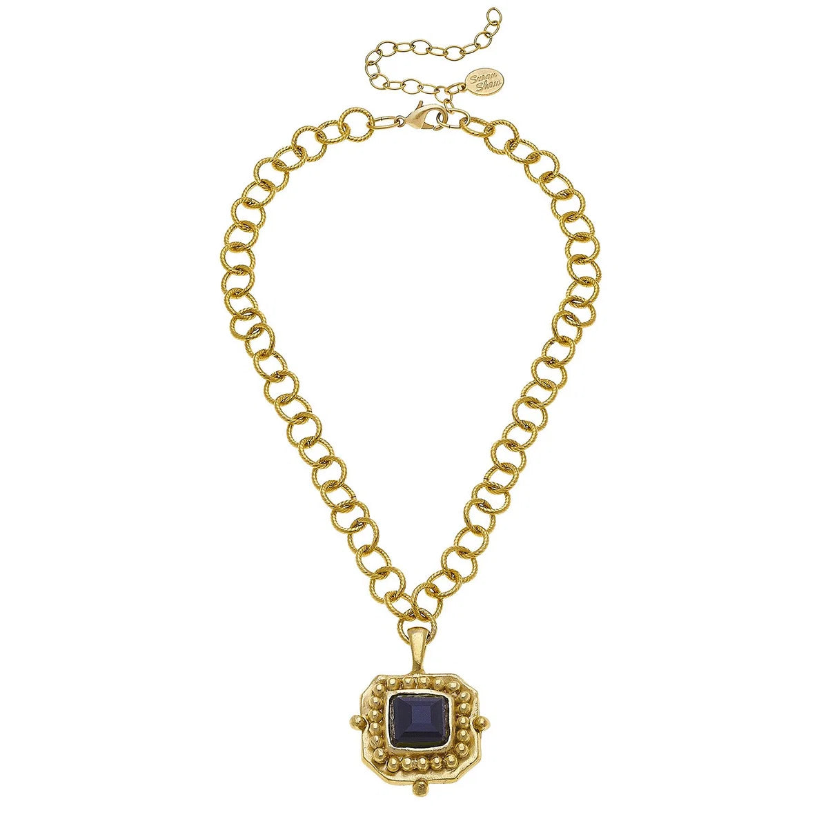 Black Gem Pendant Chain Necklace