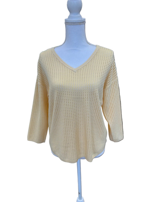 Pale Yellow Open-Knit Sweater Top