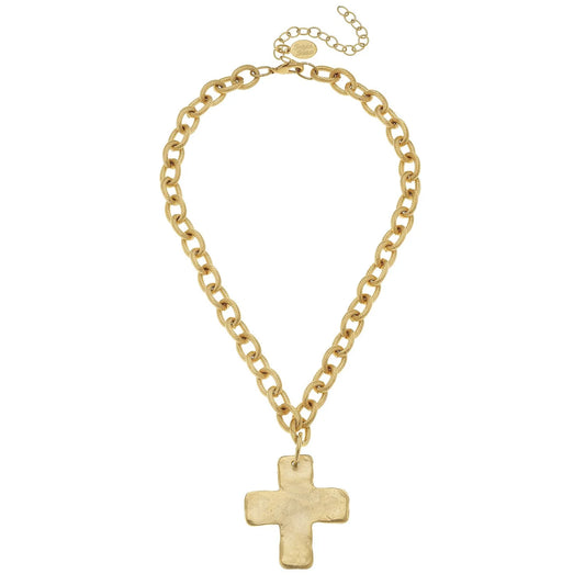 Gold Statement Cross Pendant Necklace