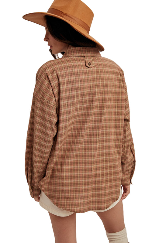 OVERSIZED BUTTON DOWN PLAID SHIRT
