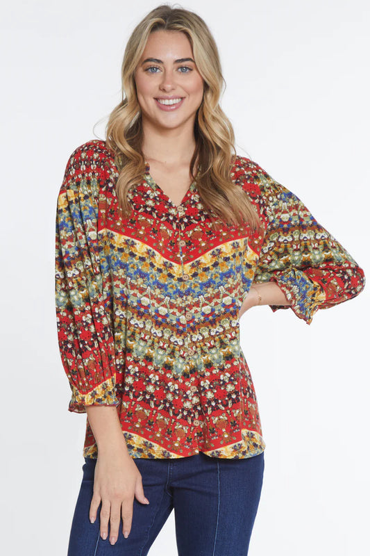 Printed Knit Top- Multi